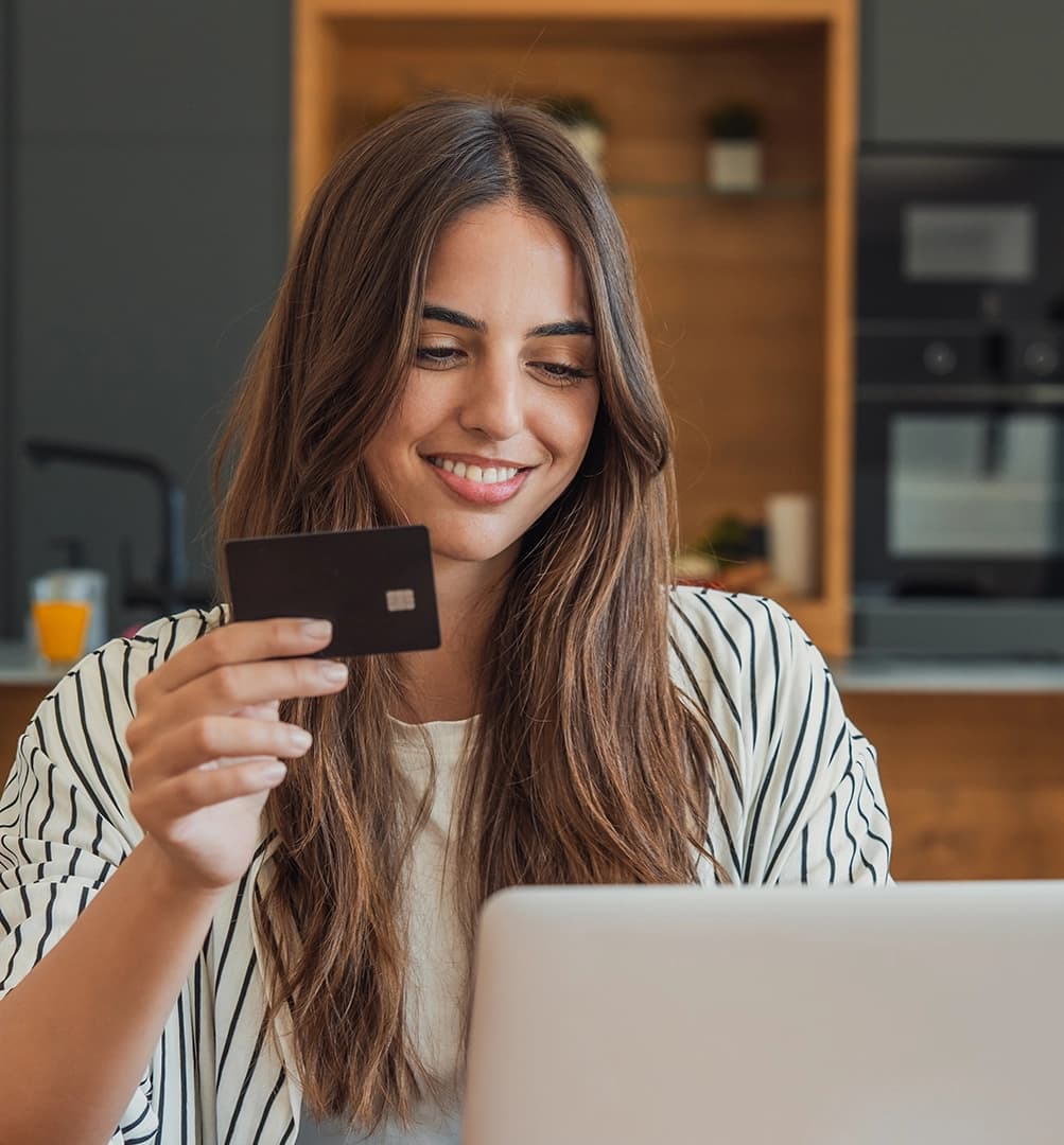 Customer securely paying an Amtex Insurance bill online using a credit card.